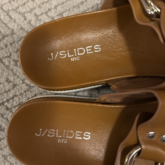 J Slides Tan Double Buckle Sandals - Picture 2 of 4